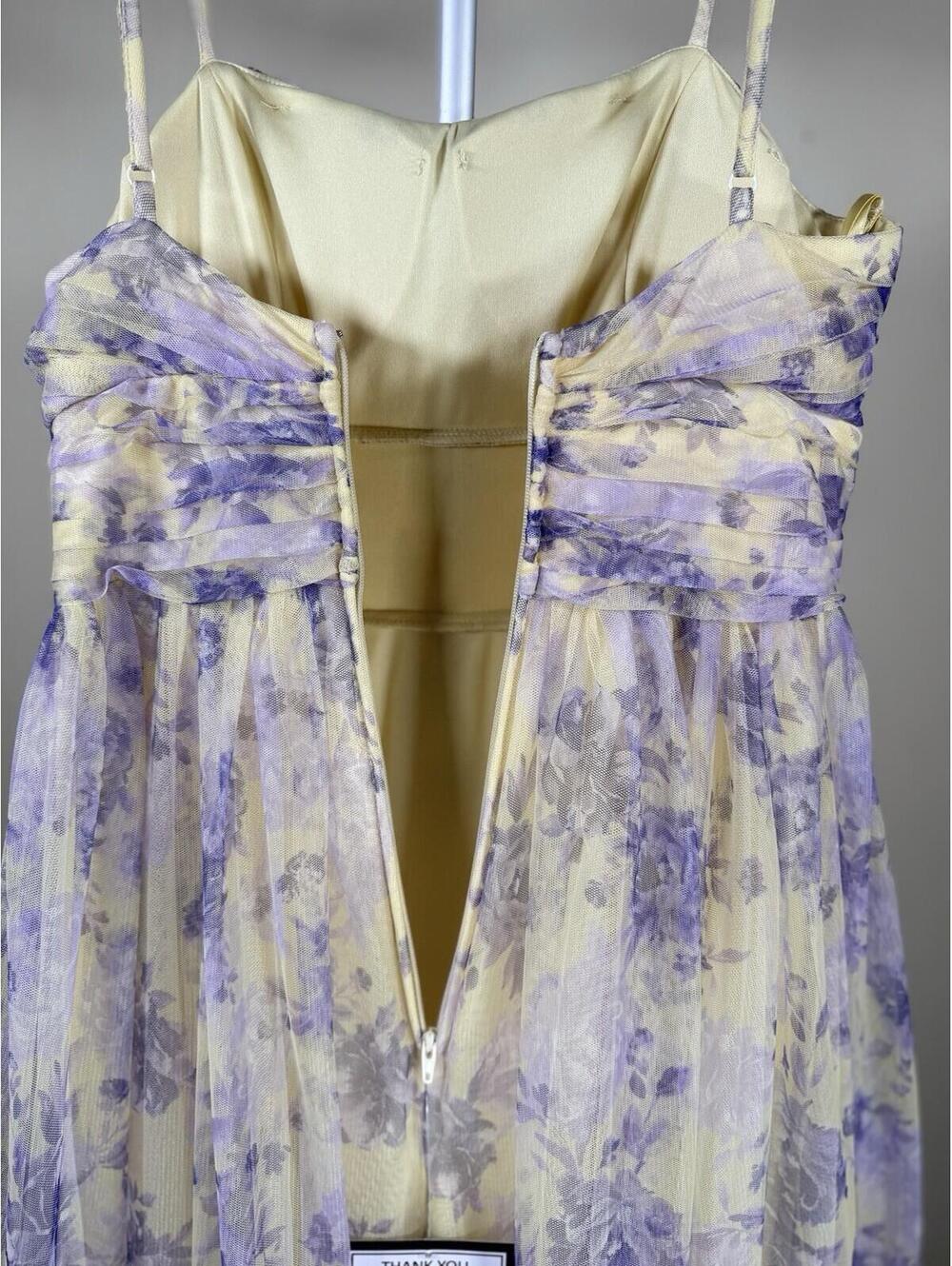 NWT City Studios Juniors' Lavender Floral Tulle Gown Ruffle Hem Size 3/4 - Picture 8 of 12